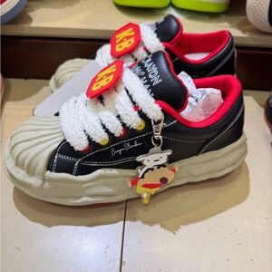 Kids Black and Red Shoes with Bear Charm
